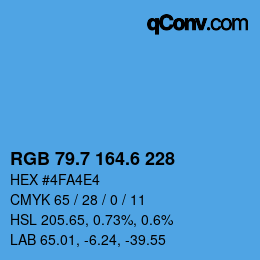 カラーコード: RGB 79.7 164.6 228 | qconv.com