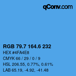 カラーコード: RGB 79.7 164.6 232 | qconv.com