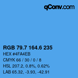 カラーコード: RGB 79.7 164.6 235 | qconv.com