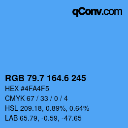 カラーコード: RGB 79.7 164.6 245 | qconv.com