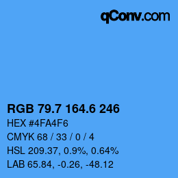 カラーコード: RGB 79.7 164.6 246 | qconv.com