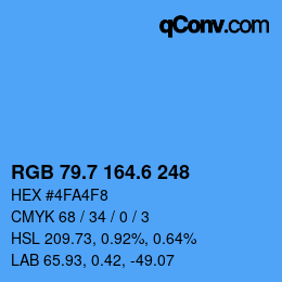 カラーコード: RGB 79.7 164.6 248 | qconv.com