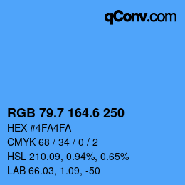 カラーコード: RGB 79.7 164.6 250 | qconv.com