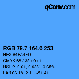 カラーコード: RGB 79.7 164.6 253 | qconv.com