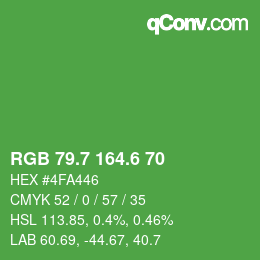 カラーコード: RGB 79.7 164.6 70 | qconv.com