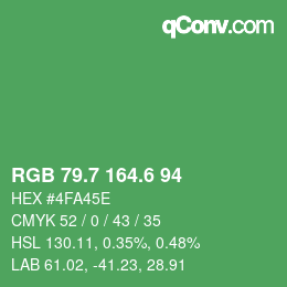 カラーコード: RGB 79.7 164.6 94 | qconv.com