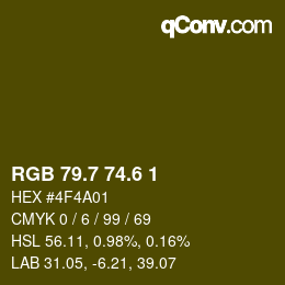 カラーコード: RGB 79.7 74.6 1 | qconv.com