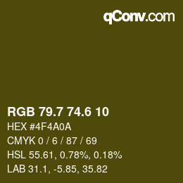 カラーコード: RGB 79.7 74.6 10 | qconv.com