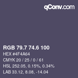 カラーコード: RGB 79.7 74.6 100 | qconv.com