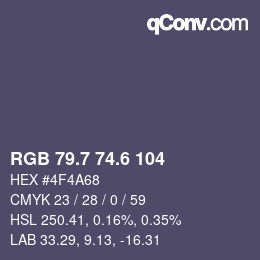 カラーコード: RGB 79.7 74.6 104 | qconv.com