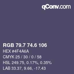 カラーコード: RGB 79.7 74.6 106 | qconv.com