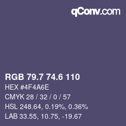 カラーコード: RGB 79.7 74.6 110 | qconv.com