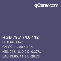 カラーコード: RGB 79.7 74.6 112 | qconv.com