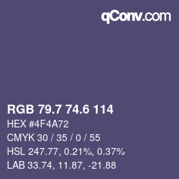 カラーコード: RGB 79.7 74.6 114 | qconv.com