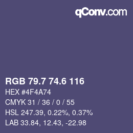 カラーコード: RGB 79.7 74.6 116 | qconv.com