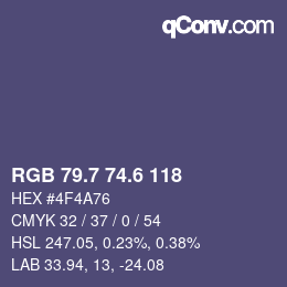 カラーコード: RGB 79.7 74.6 118 | qconv.com