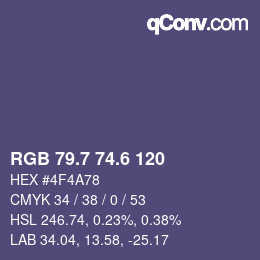カラーコード: RGB 79.7 74.6 120 | qconv.com