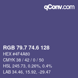 カラーコード: RGB 79.7 74.6 128 | qconv.com