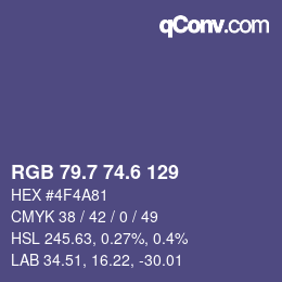 カラーコード: RGB 79.7 74.6 129 | qconv.com