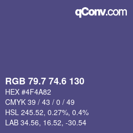 カラーコード: RGB 79.7 74.6 130 | qconv.com