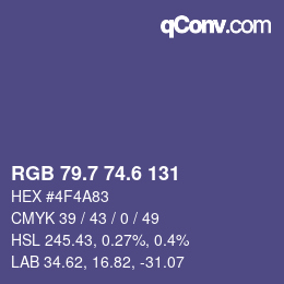 カラーコード: RGB 79.7 74.6 131 | qconv.com