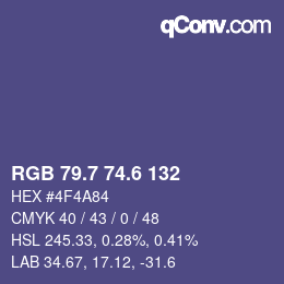 カラーコード: RGB 79.7 74.6 132 | qconv.com
