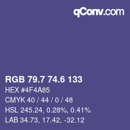 カラーコード: RGB 79.7 74.6 133 | qconv.com
