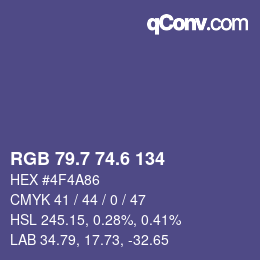 カラーコード: RGB 79.7 74.6 134 | qconv.com