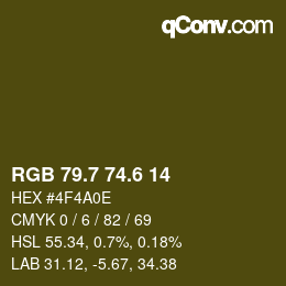 カラーコード: RGB 79.7 74.6 14 | qconv.com