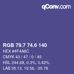 カラーコード: RGB 79.7 74.6 140 | qconv.com