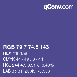 カラーコード: RGB 79.7 74.6 143 | qconv.com