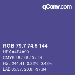 カラーコード: RGB 79.7 74.6 144 | qconv.com