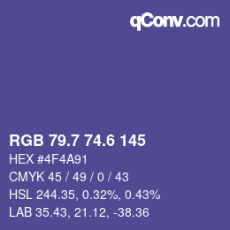 カラーコード: RGB 79.7 74.6 145 | qconv.com