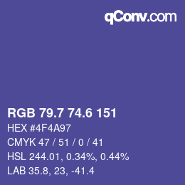 カラーコード: RGB 79.7 74.6 151 | qconv.com