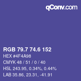 カラーコード: RGB 79.7 74.6 152 | qconv.com