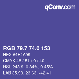 カラーコード: RGB 79.7 74.6 153 | qconv.com