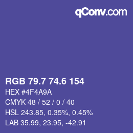 カラーコード: RGB 79.7 74.6 154 | qconv.com