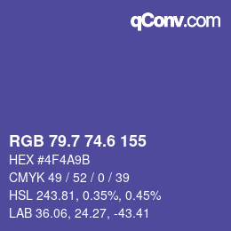 カラーコード: RGB 79.7 74.6 155 | qconv.com