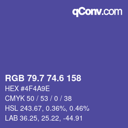 カラーコード: RGB 79.7 74.6 158 | qconv.com