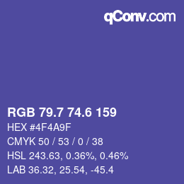 カラーコード: RGB 79.7 74.6 159 | qconv.com