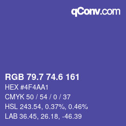 カラーコード: RGB 79.7 74.6 161 | qconv.com
