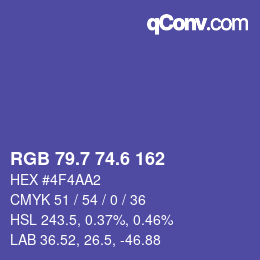 カラーコード: RGB 79.7 74.6 162 | qconv.com
