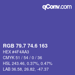 カラーコード: RGB 79.7 74.6 163 | qconv.com
