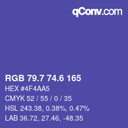 カラーコード: RGB 79.7 74.6 165 | qconv.com