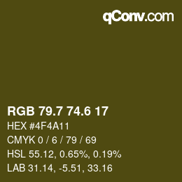 カラーコード: RGB 79.7 74.6 17 | qconv.com