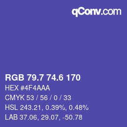カラーコード: RGB 79.7 74.6 170 | qconv.com