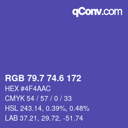 カラーコード: RGB 79.7 74.6 172 | qconv.com