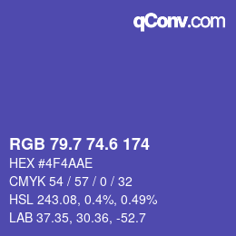 カラーコード: RGB 79.7 74.6 174 | qconv.com