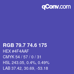 カラーコード: RGB 79.7 74.6 175 | qconv.com