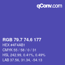 カラーコード: RGB 79.7 74.6 177 | qconv.com